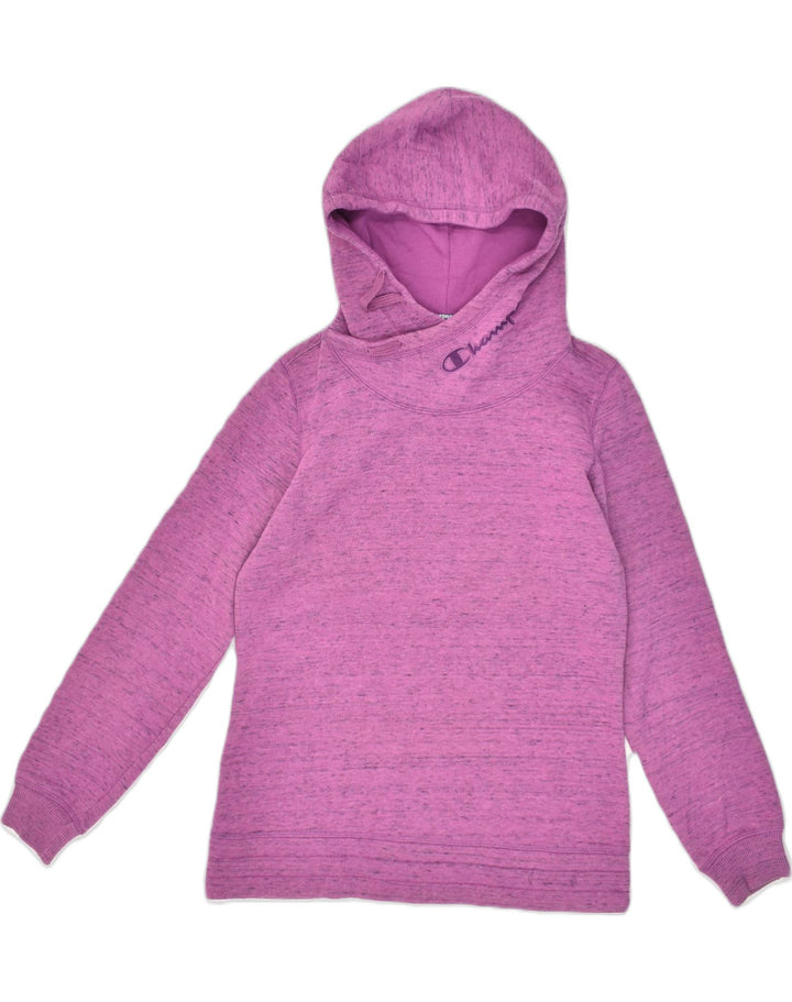 CHAMPION Womens Hoodie Jumper UK 12 Medium Pink Cotton | Vintage Champion | Thrift | Second-Hand Champion | Used Clothing | Messina Hembry 