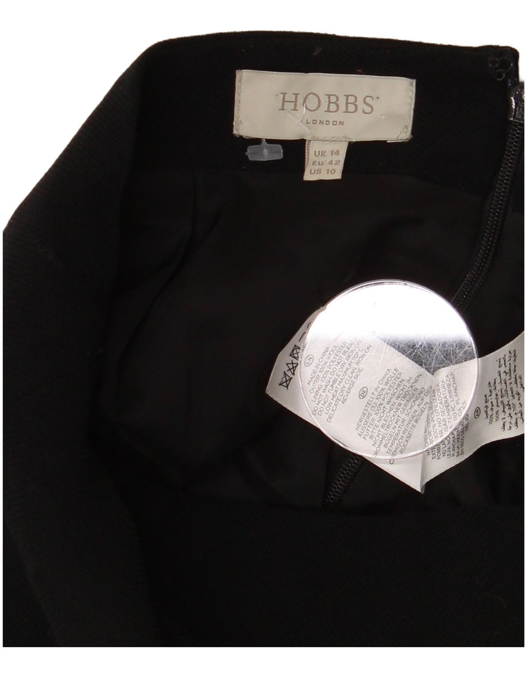 Женская юбка-карандаш Hobbs UK 14, большая W32, черная шерсть