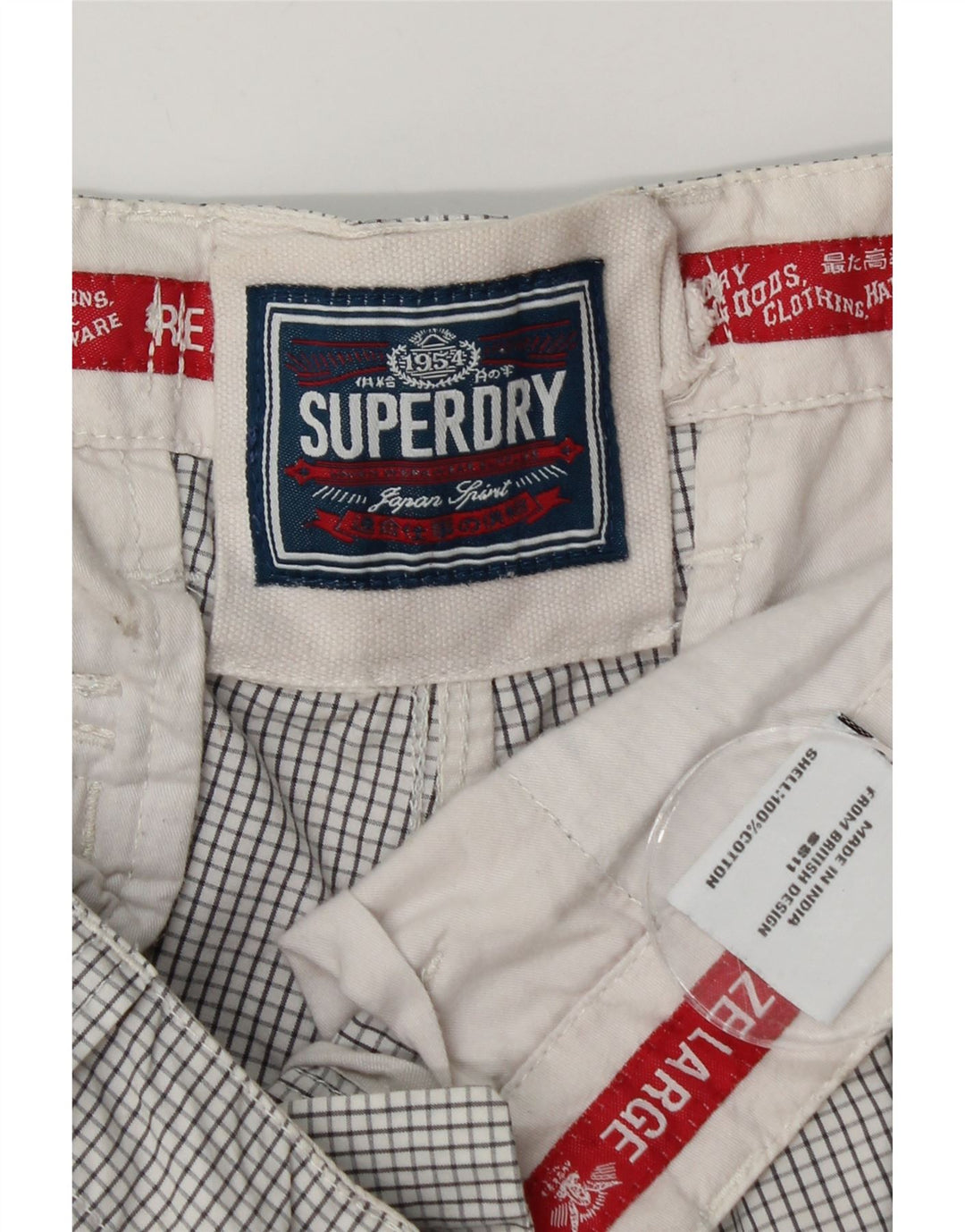 Мужские шорты-карго Superdry, большие W36, белый хлопок в мелкую клетку