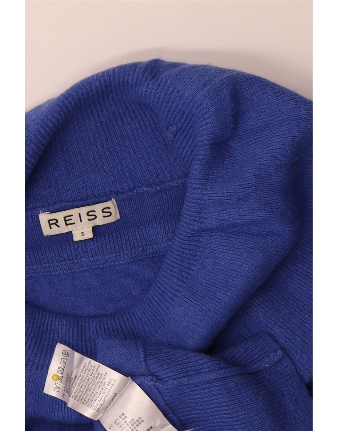 Женский свободный джемпер с высоким воротником Reiss UK 10, маленький синий вискоза