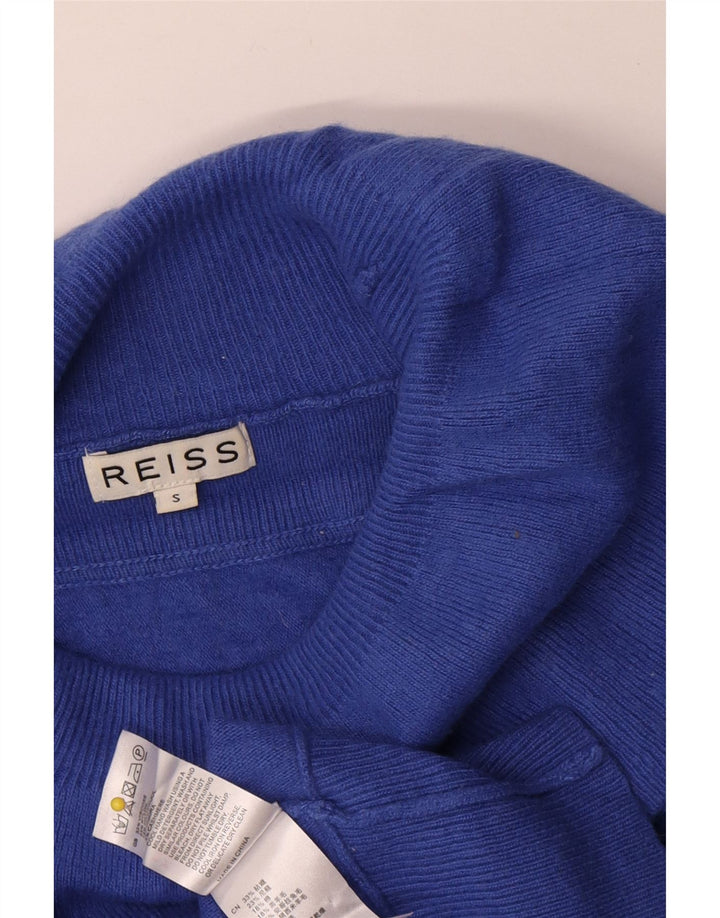 Женский свободный джемпер с высоким воротником Reiss UK 10, маленький синий вискоза