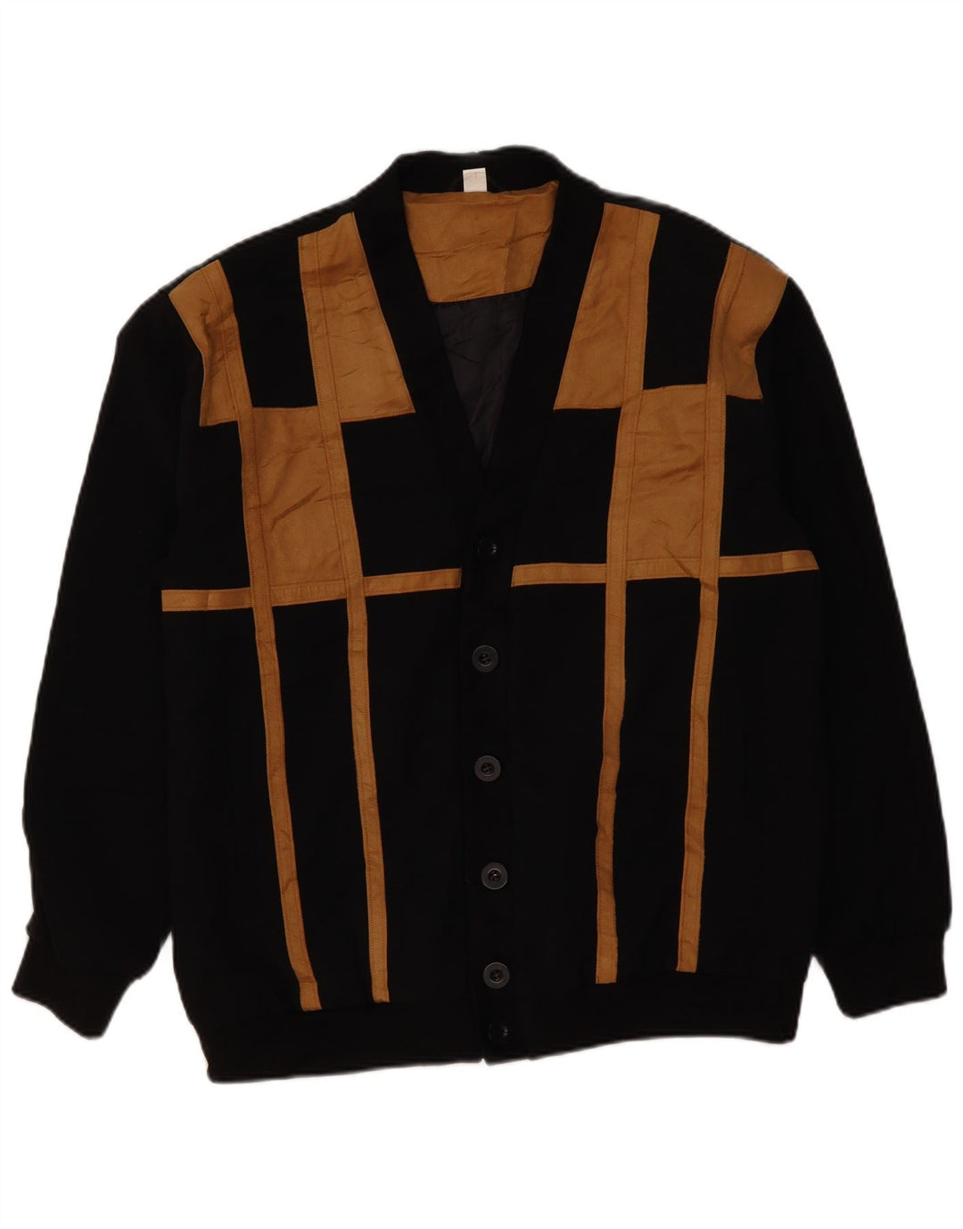 Мужской бомбер VINTAGE UK 42 XL, черный полиэстер с цветными блоками