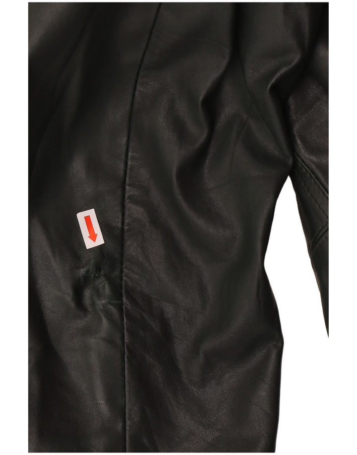 Винтажное женское двубортное кожаное пальто UK 18 XL, зеленое