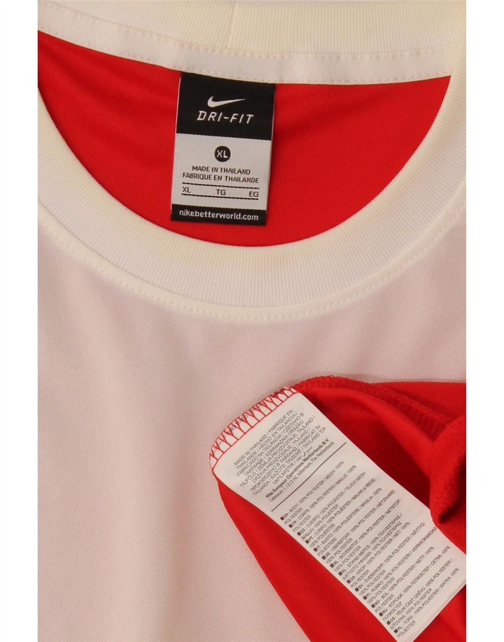 Мужской топ NIKE Dri Fit с длинным рукавом XL, красный полиэстер с цветными блоками