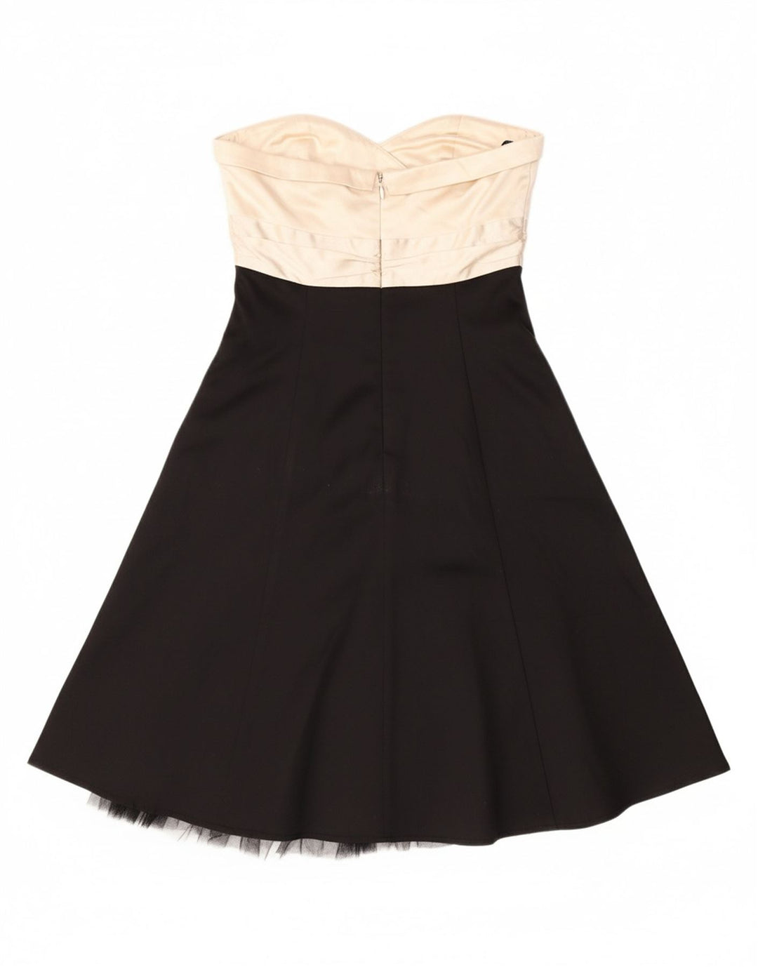 WAREHOUSE Womens Strapless Dress UK 12 Medium Black Colourblock Acetate