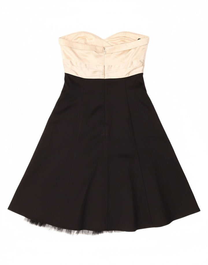 WAREHOUSE Womens Strapless Dress UK 12 Medium Black Colourblock Acetate