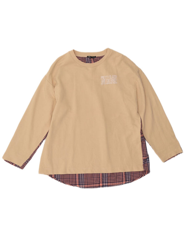 Женский свитер свободного кроя ZARA UK 14, средний бежевый цветной блок