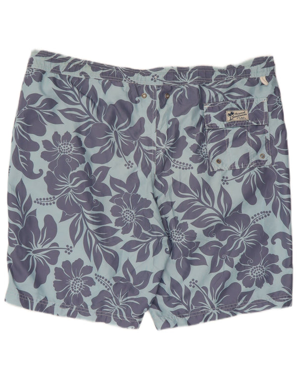 Marks & Spencer Mens Swimming Shorts XL Blue Floral Polyester