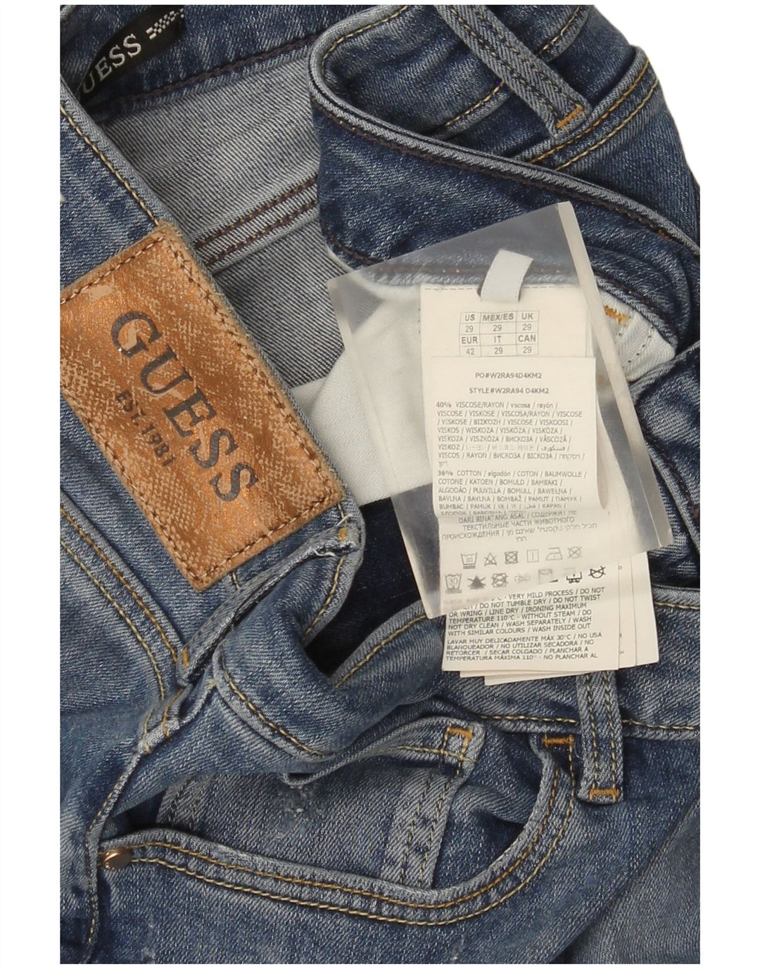 Женские джинсы скинни Guess W29 L32 синие из вискозы