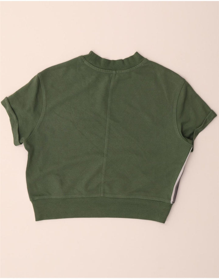 CALVIN KLEIN Womens Crop Graphic Sweatshirt Jumper UK 14 Medium Green Vintage Calvin Klein and Second-Hand Calvin Klein from Messina Hembry 