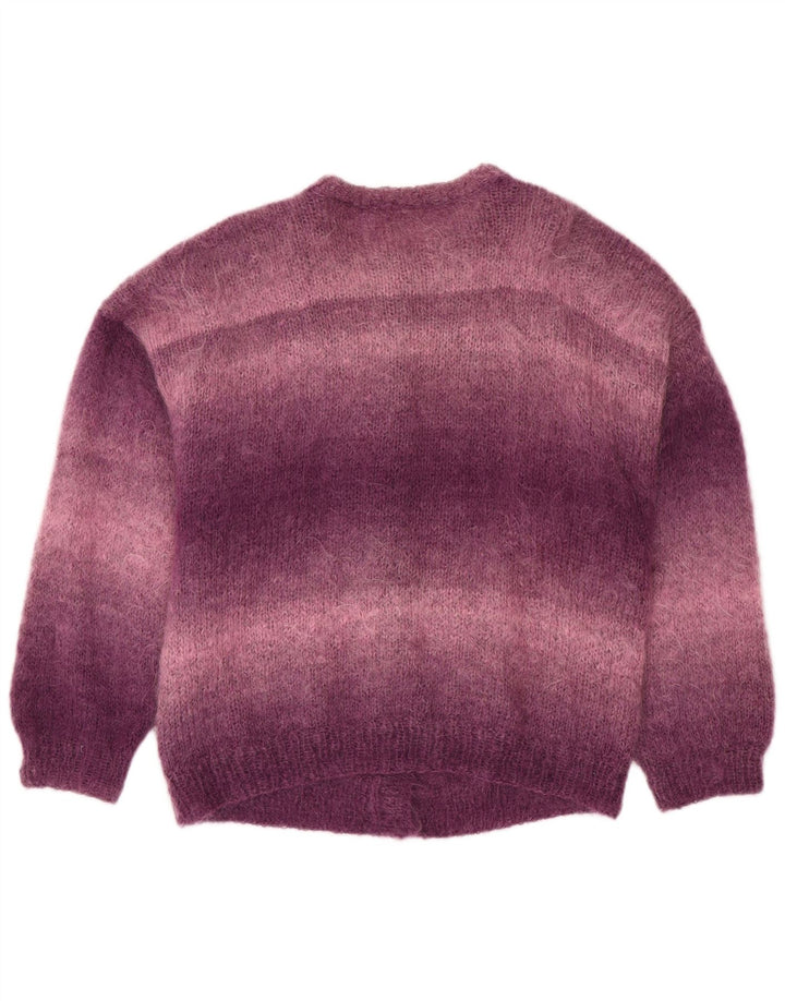 ВИНТАЖНЫЙ женский свитер-кардиган свободного кроя, Великобритания, 18 XL, фиолетовый, с цветными блоками