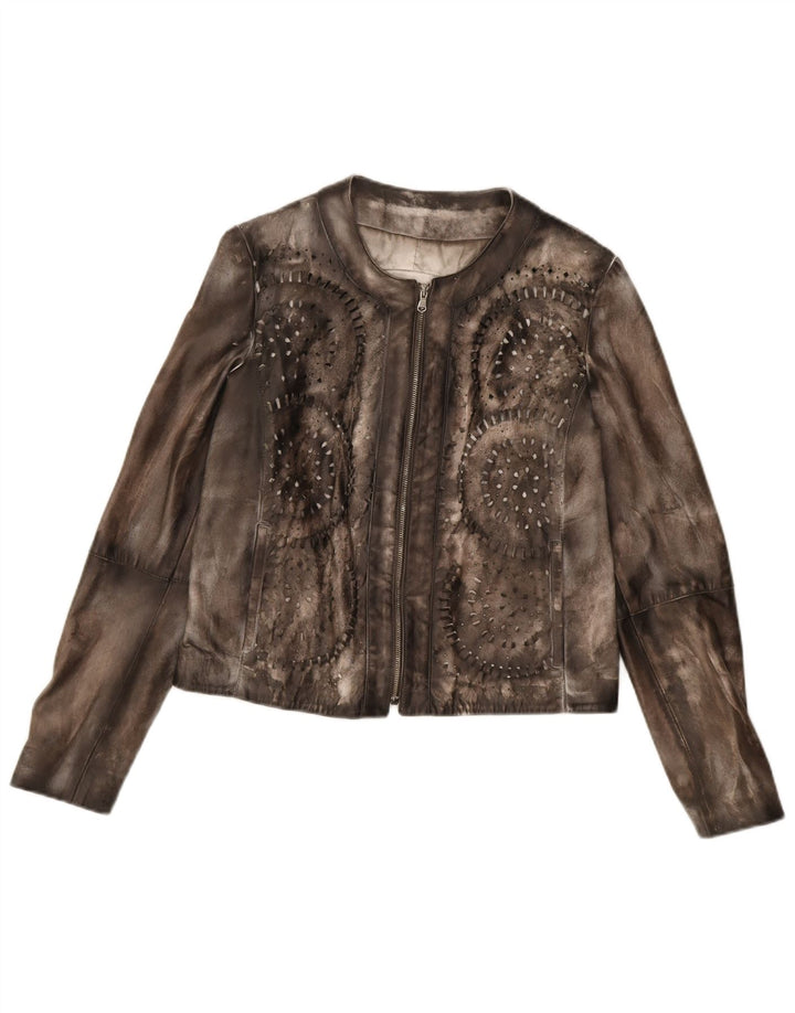 Женская замшевая куртка Paola Prata UK 14, большая коричневая кожаная