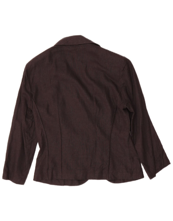 Marks & Spencer Womens 3/4 Sleeve Blazer Jacket UK 8 Small Black Linen