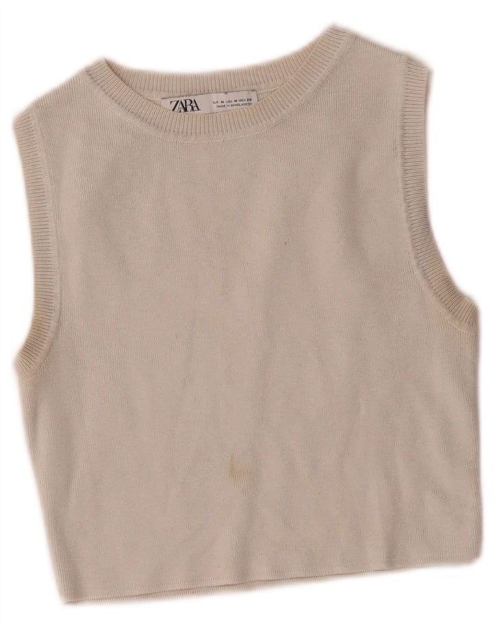 Женский укороченный жилет Zara UK 12 Medium Off White