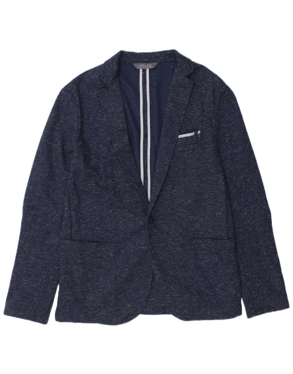 Мужской пиджак на 1 пуговице Zara EU 54 XL, темно-синий, полиэстер с крапинками