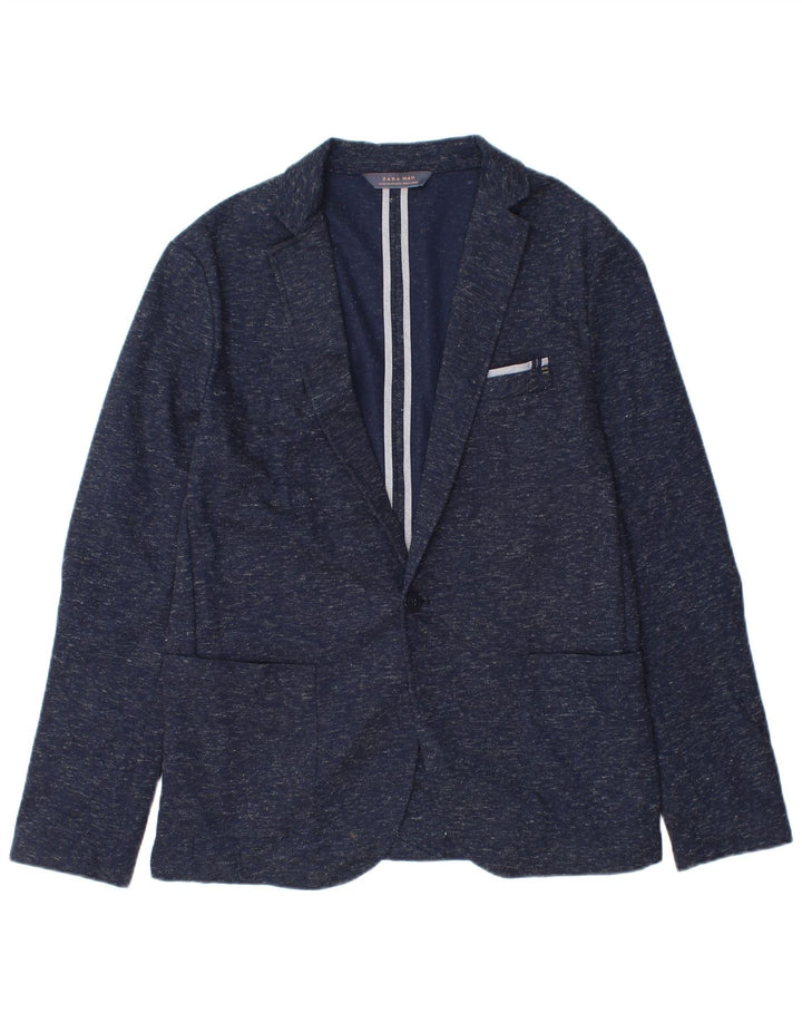 Мужской пиджак на 1 пуговице Zara EU 54 XL, темно-синий, полиэстер с крапинками