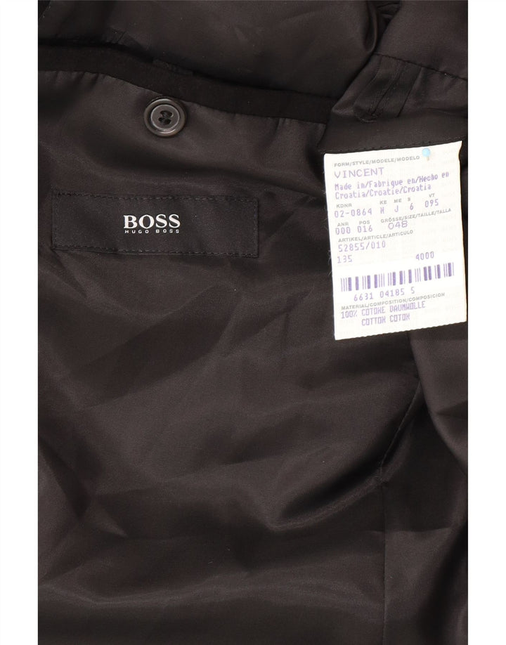 Мужской пиджак с 2 пуговицами HUGO BOSS EU 48, средний черный хлопок