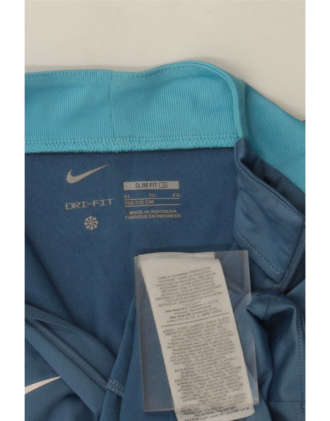 Тонкий пуловер с воротником на молнии Nike для мальчиков Dri Fit, спортивный костюм, топ 13–14 лет, размер XL, синий