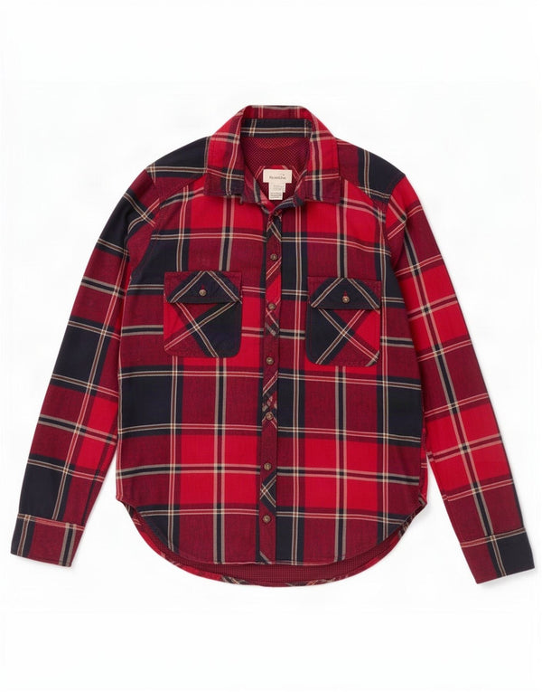 Женская рубашка Abercrombie & Fitch UK 10, маленькая красная хлопковая клетка