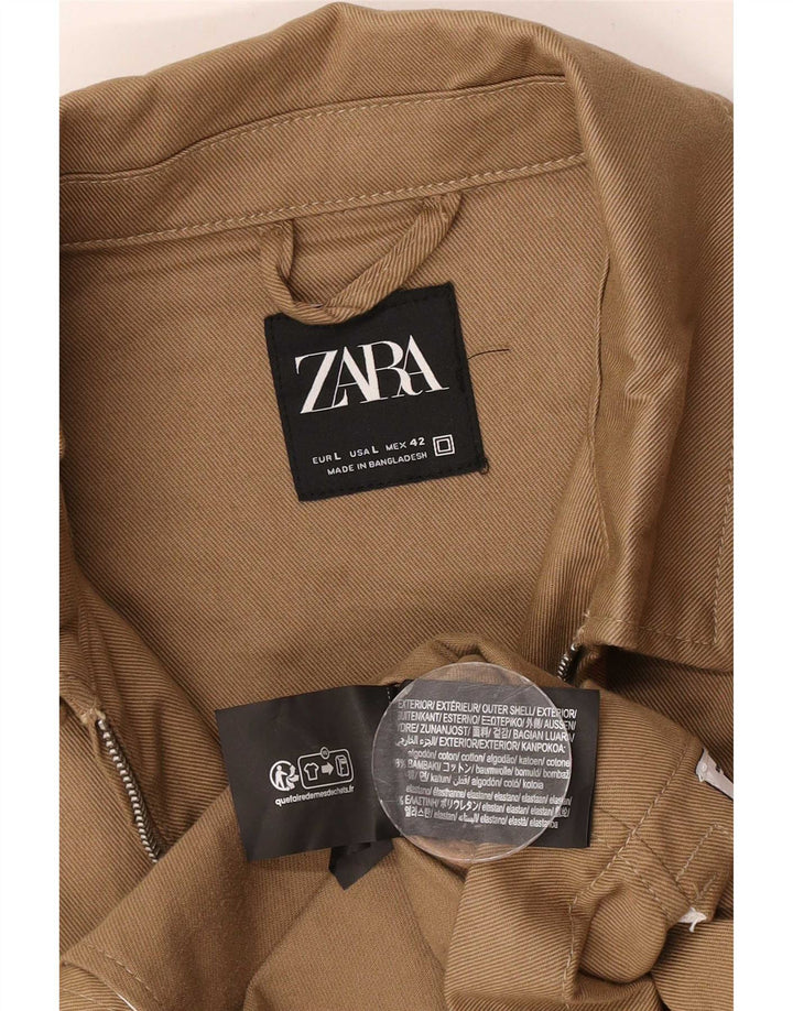 Мужская куртка Zara UK 40, большая, бежевая, хлопок