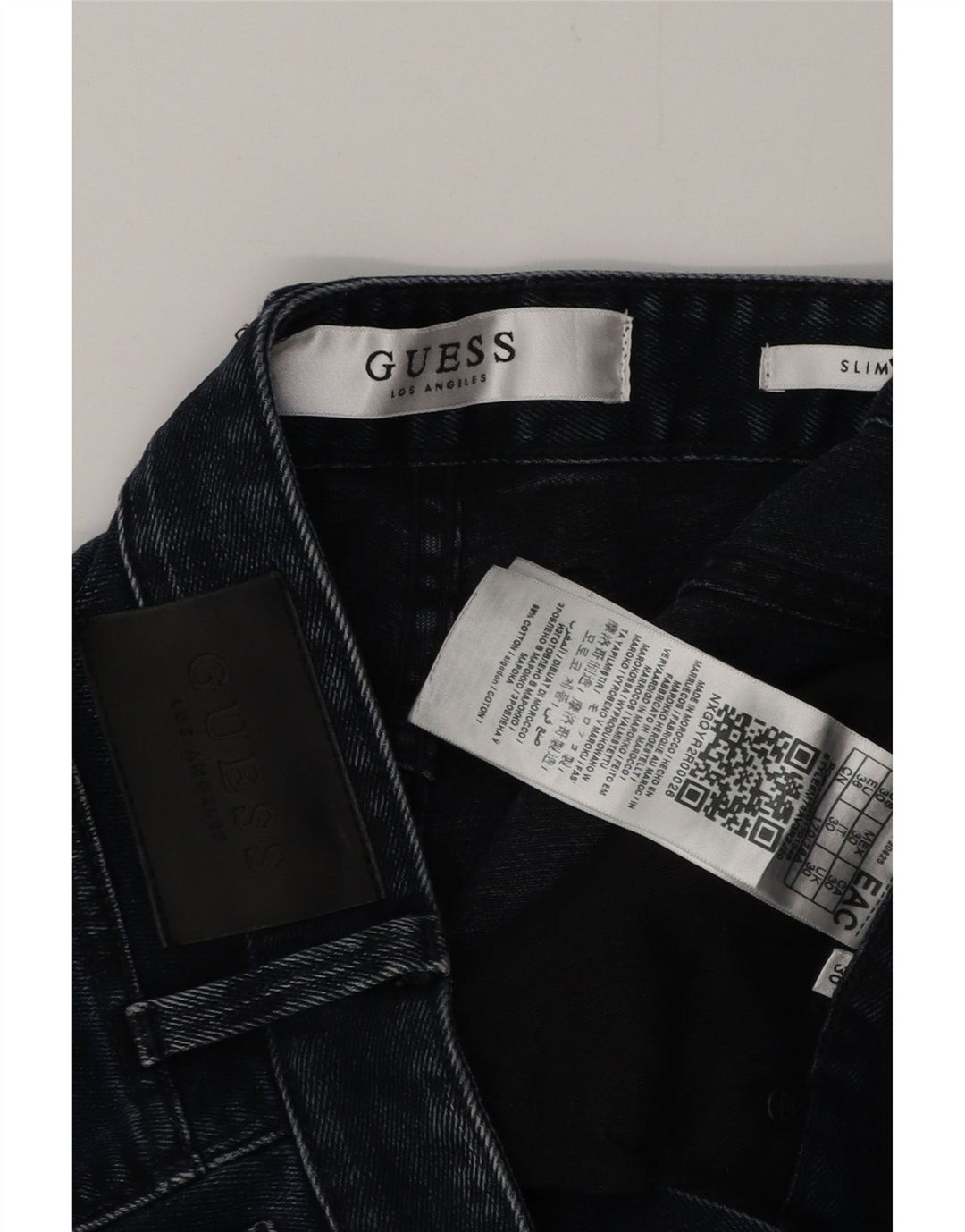 Мужские узкие джинсовые шорты GUESS W30, темно-синие, хлопок, средний размер