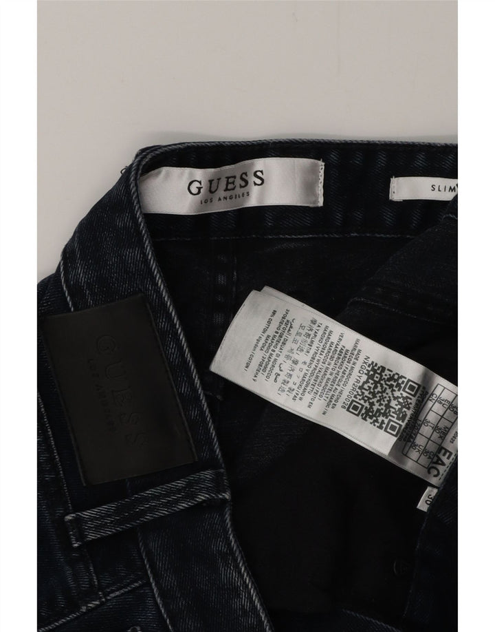 Мужские узкие джинсовые шорты GUESS W30, темно-синие, хлопок, средний размер