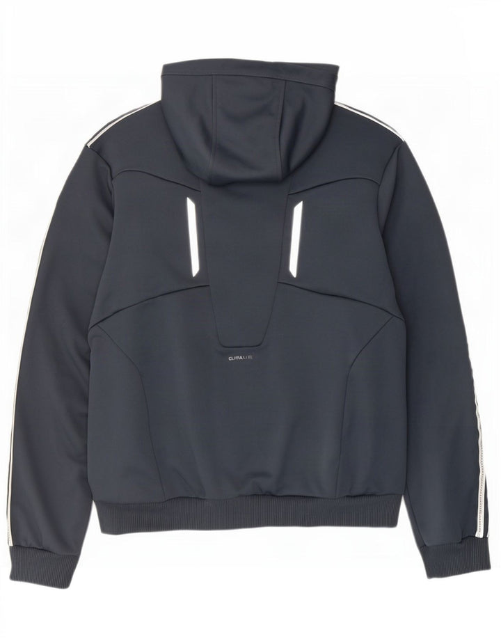 Мужской свитер с капюшоном Adidas Climalite на молнии, большой серый, полиэстер с цветными блоками
