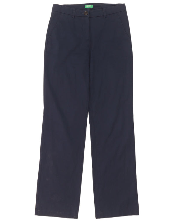 Женские прямые брюки-чиносы Benetton UK 8, маленькие W28 L31, темно-синие, хлопок
