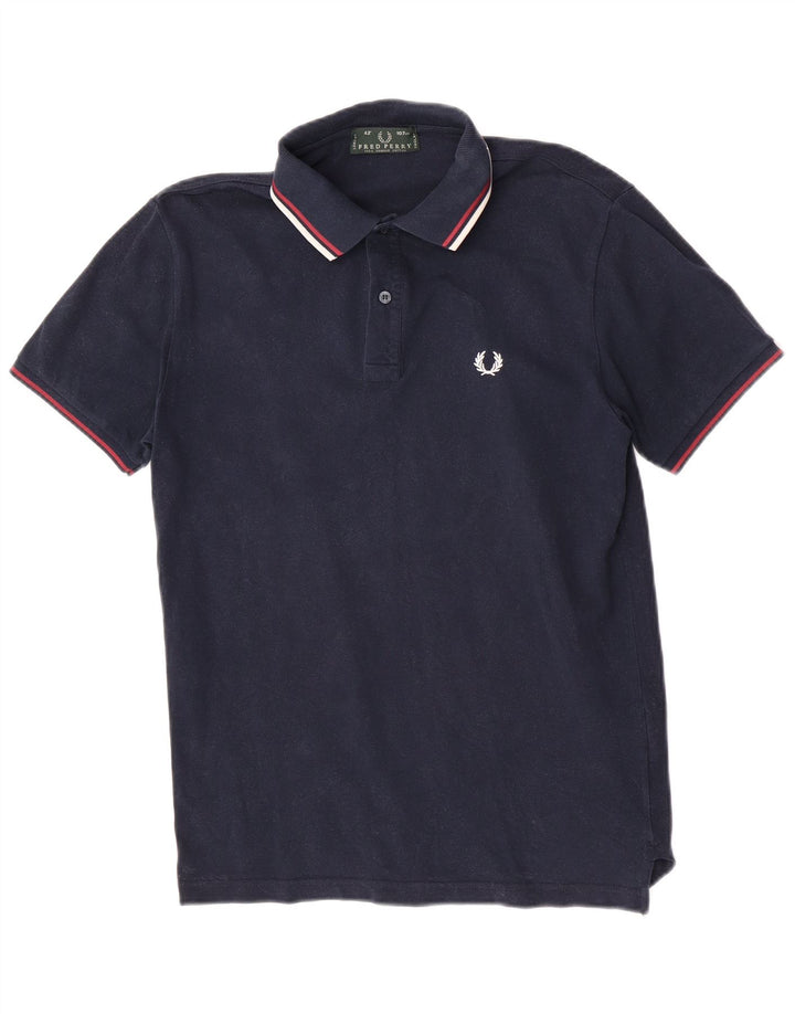 Мужская рубашка-поло Fred Perry среднего размера, темно-синяя, хлопок