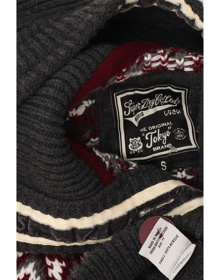 Женский кардиган с капюшоном SUPERDRY UK 10, маленький серый цвет Fair Isle, акрил