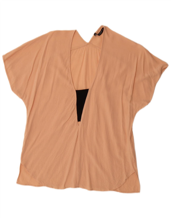 Женская блузка Zara Top UK 16, большая розовая вискоза