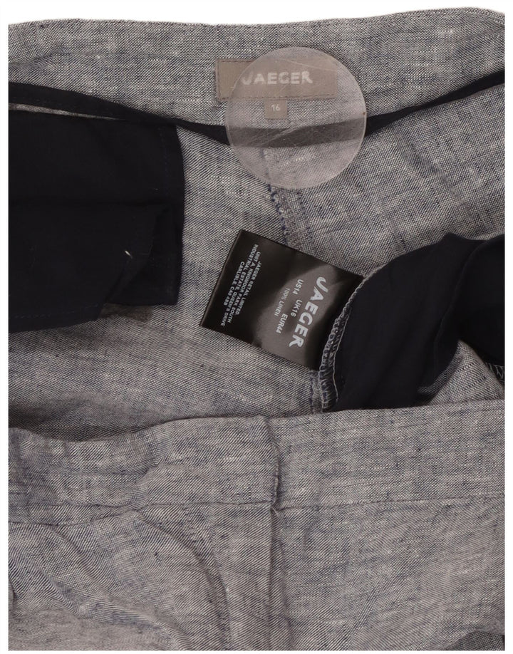 Женские прямые укороченные брюки JAEGER UK 16, большие W36 L25, синий лен