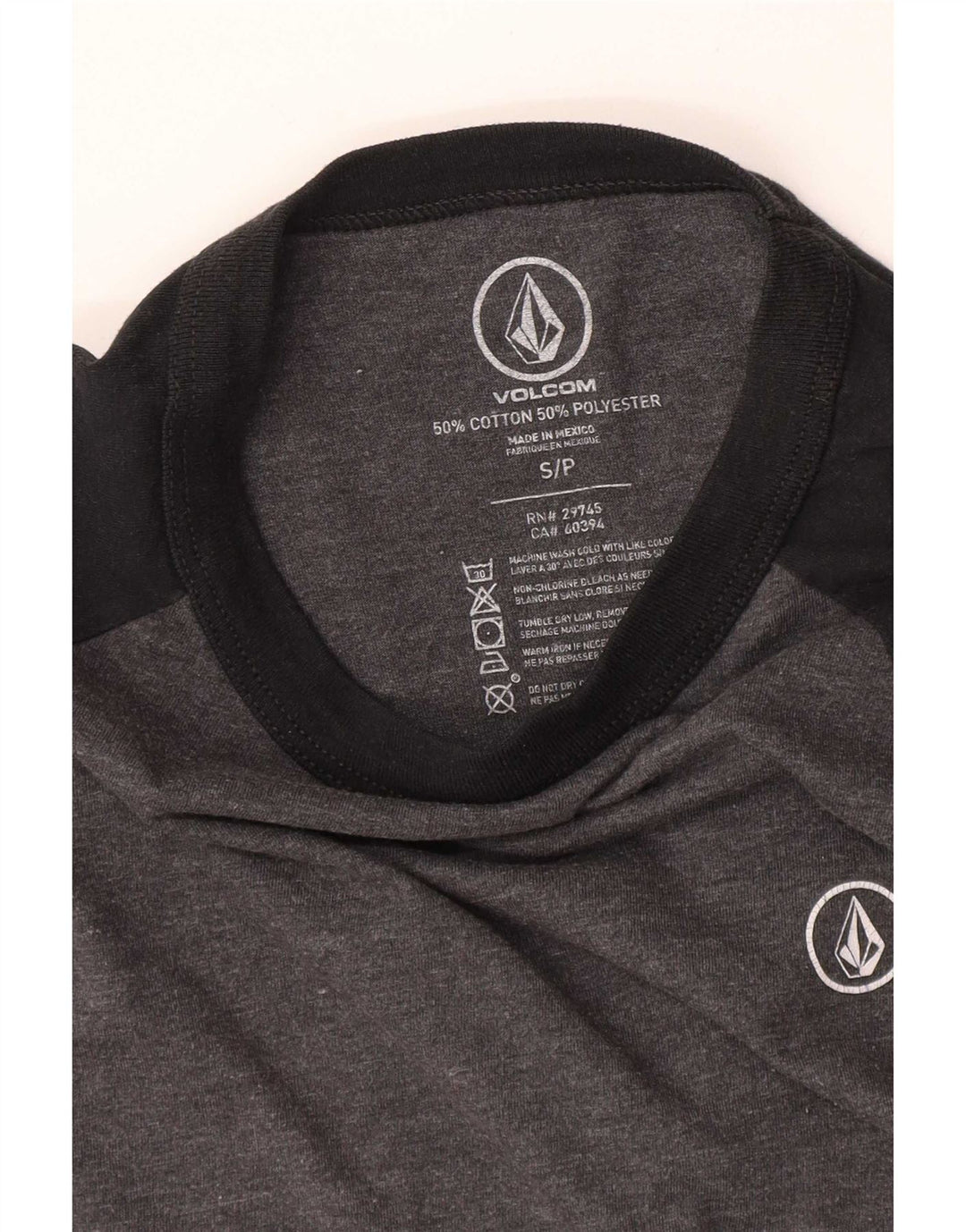 Женский топ Volcom с рукавом 3/4, Великобритания, 10, маленький, серый, хлопок с цветными блоками