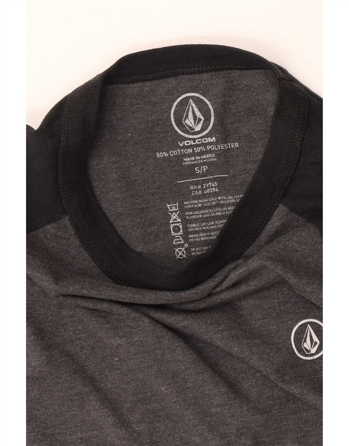 Женский топ Volcom с рукавом 3/4, Великобритания, 10, маленький, серый, хлопок с цветными блоками
