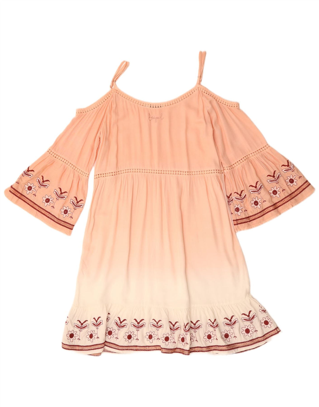 Женское платье с открытыми плечами с рукавом 3/4 Desigual, цвет EU 38, средний розовый с цветочным принтом