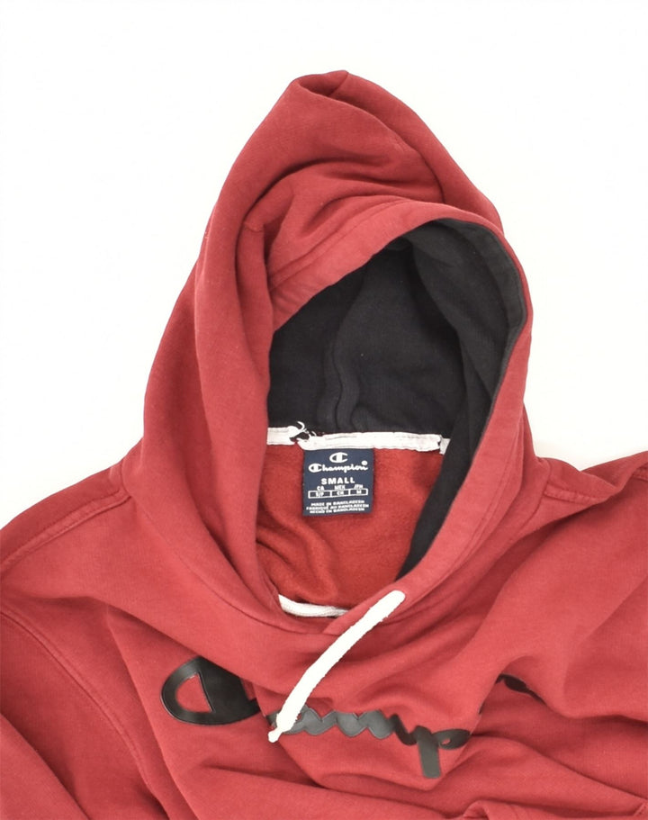 CHAMPION Mens Graphic Hoodie Jumper Small Red Cotton | Vintage Champion | Thrift | Second-Hand Champion | Used Clothing | Messina Hembry 