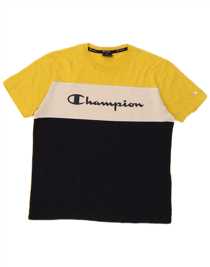 Мужская футболка с рисунком Champion, средний черный, цветной блок