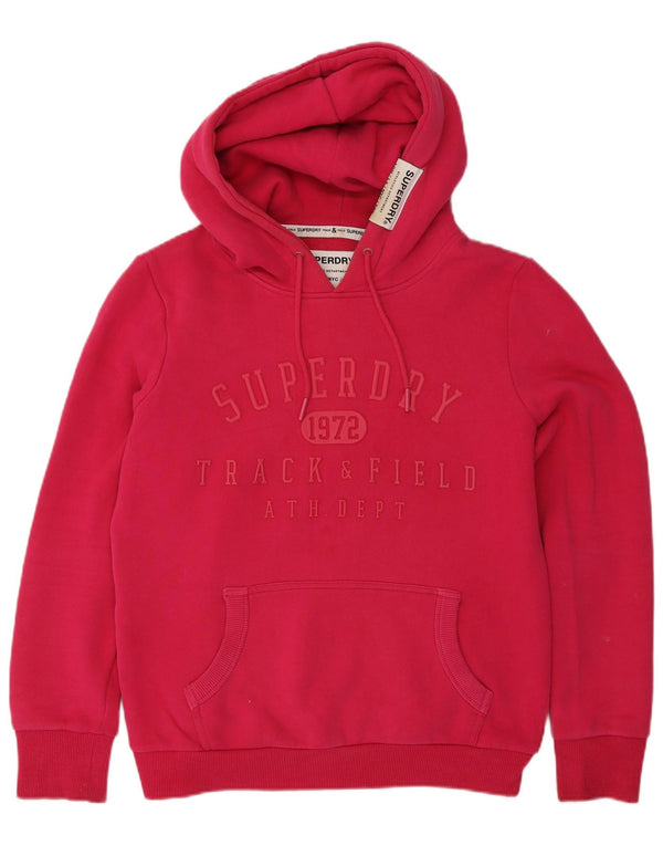 Женский джемпер с капюшоном Superdry UK 12, хлопок среднего розового цвета