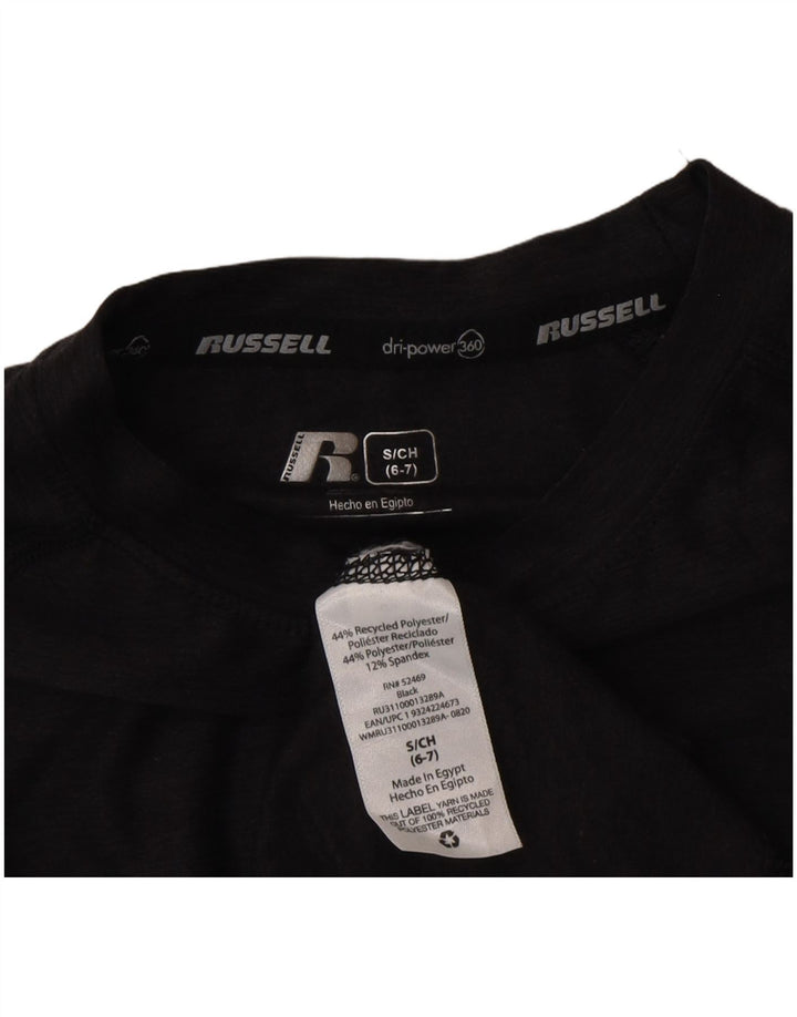 Топ Dri-Power для мальчиков Russell Athletic с длинными рукавами, маленький размер, черный, 6–7 лет