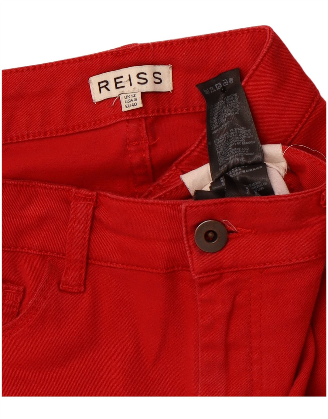 REISS Женские повседневные узкие брюки UK 12 Medium W30 L32 Красный хлопок