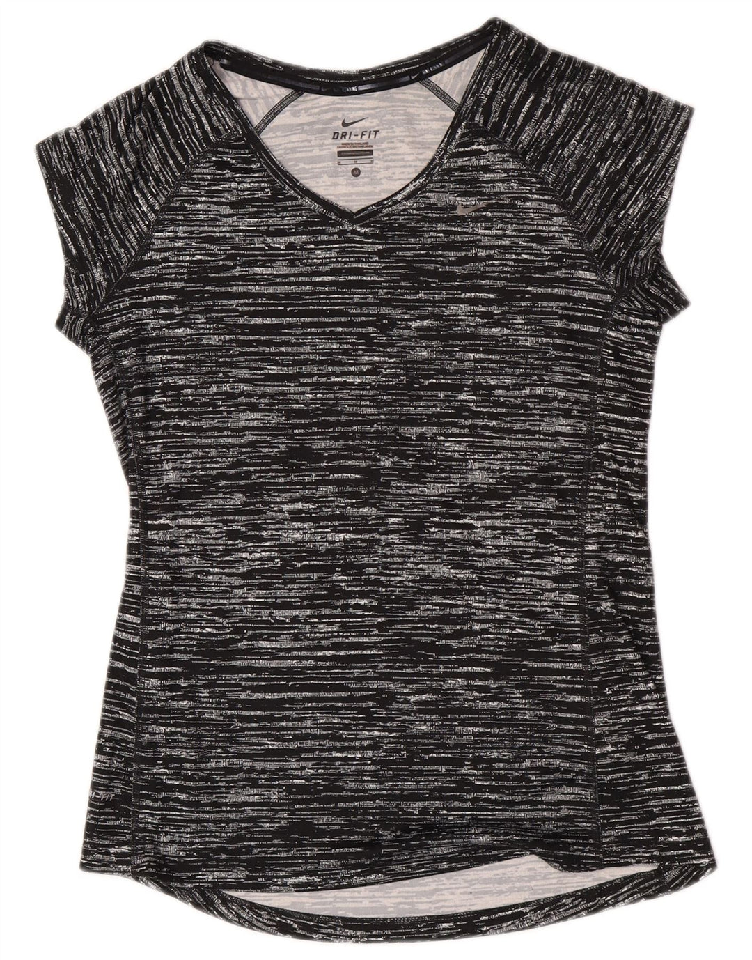 Женская футболка Nike Dri Fit Top UK 12, средний черный полиэстер с крапинками