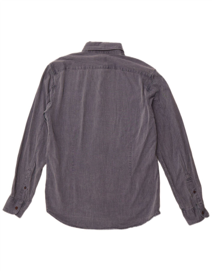 Мужская рубашка Jigsaw, хлопок среднего синего цвета с узором «елочка»