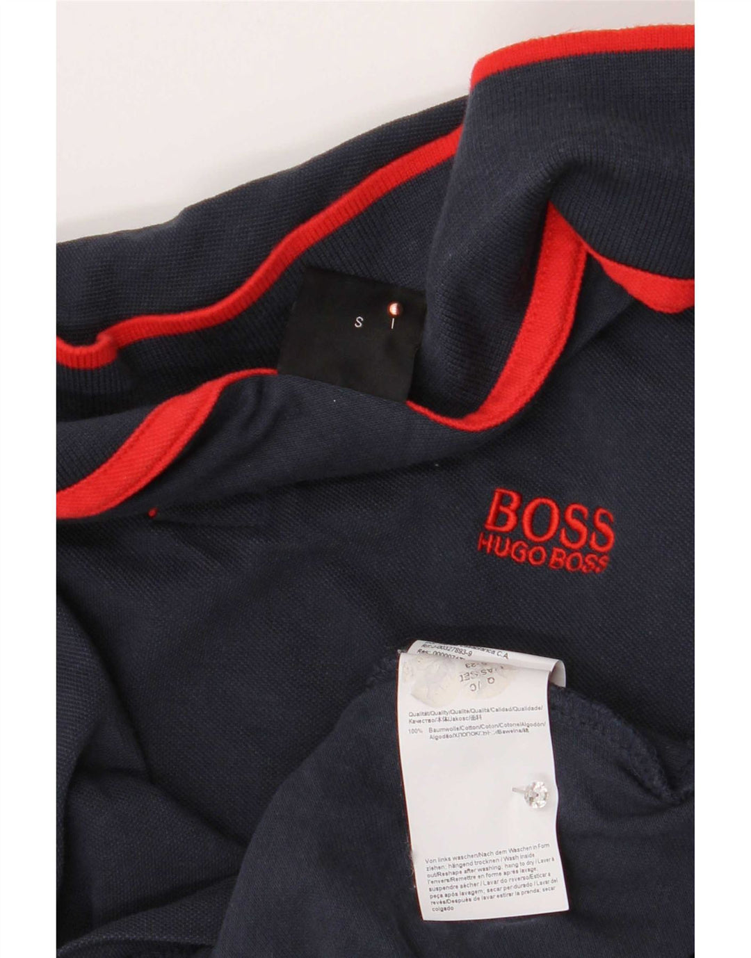 Мужская рубашка-поло Hugo Boss, маленькая, темно-синяя, хлопок