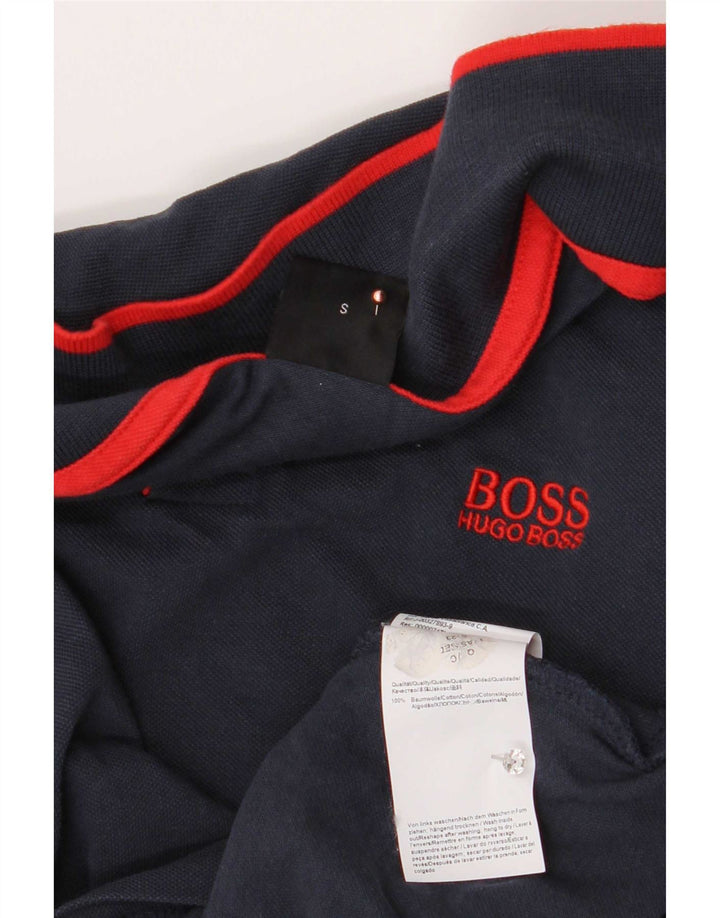 Мужская рубашка-поло Hugo Boss, маленькая, темно-синяя, хлопок