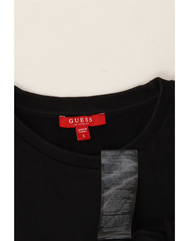 GUESS Womens Graphic Sweatshirt Jumper UK 10 Small Black Cotton Vintage Guess and Second-Hand Guess from Messina Hembry 