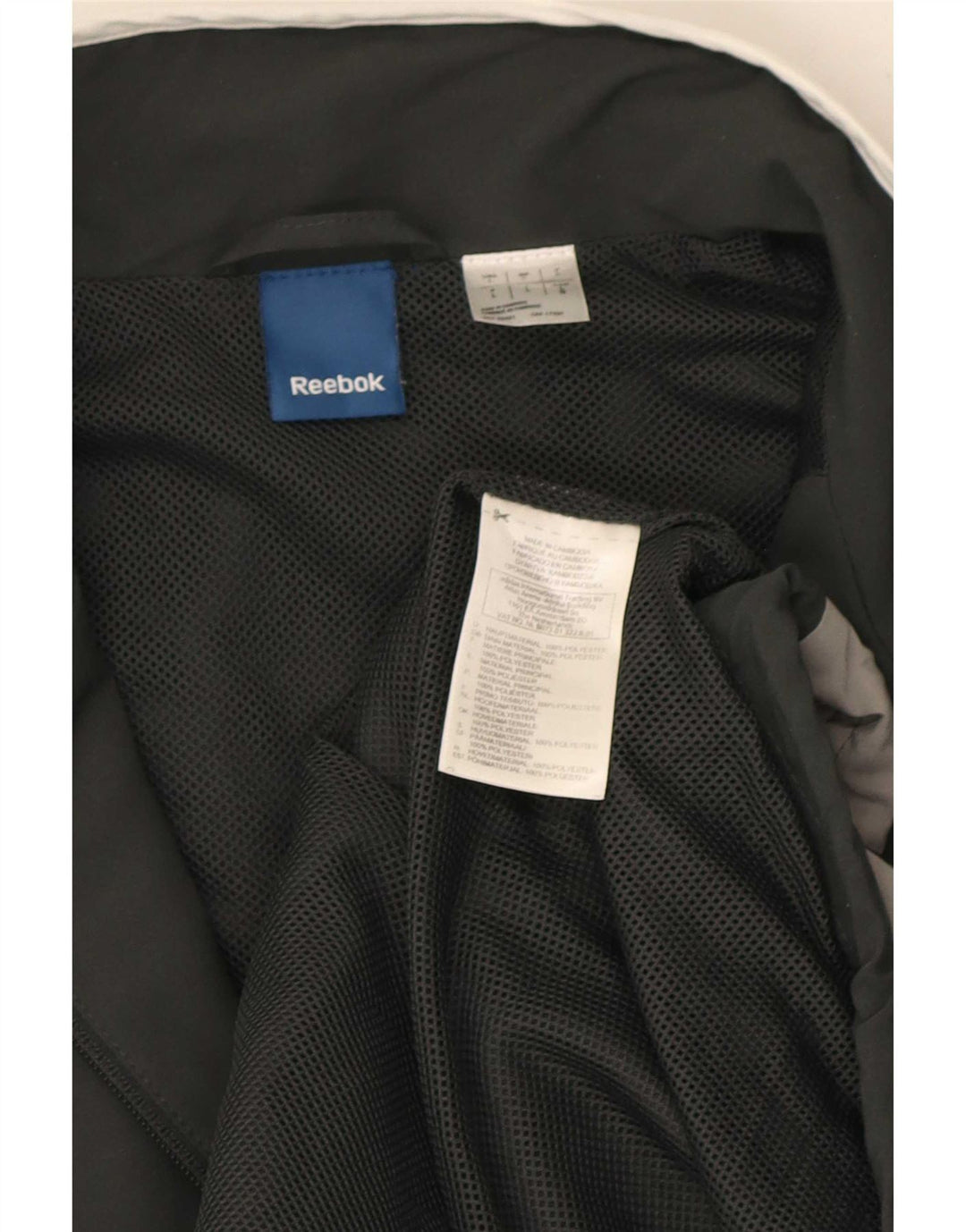 Мужская спортивная куртка Reebok, большая черная полиэстер с цветными блоками