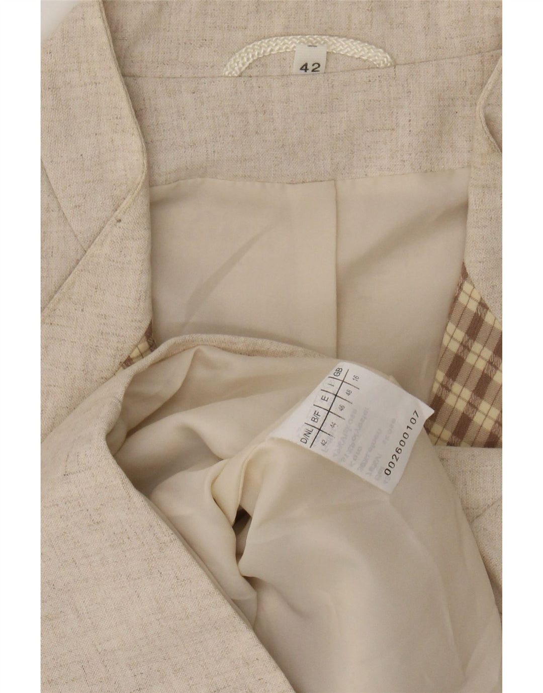 Винтажный женский пиджак с рукавом 3/4 и двумя пуговицами, Великобритания, 16, большой, бежевый, вискоза