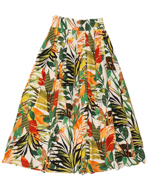 Винтажная женская юбка-трапеция W26, маленькая, разноцветная с цветочным принтом