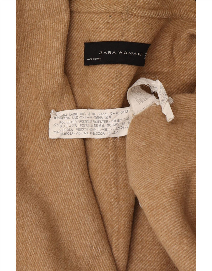 Женское пальто оверсайз Zara UK 14, средний бежевый шерстяной цвет