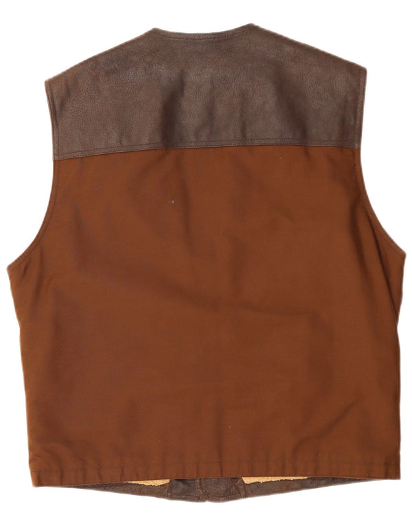 VINTAGE Мужской кожаный жилет большой коричневый
